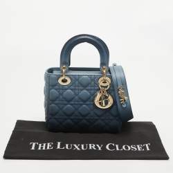 Pre Owned Dior Ombre Blue Cannage Leather Small My ABCDior Lady Dior Tote