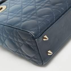 Pre Owned Dior Ombre Blue Cannage Leather Small My ABCDior Lady Dior Tote