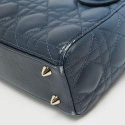 Pre Owned Dior Ombre Blue Cannage Leather Small My ABCDior Lady Dior Tote