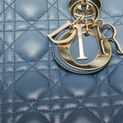 Pre Owned Dior Ombre Blue Cannage Leather Small My ABCDior Lady Dior Tote