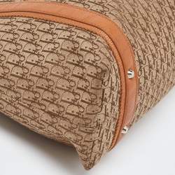 Pre Owned Dior Beige/Orange Oblique Canvas and Leather Vintage Bag