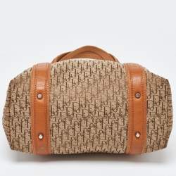 Pre Owned Dior Beige/Orange Oblique Canvas and Leather Vintage Bag