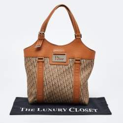 Pre Owned Dior Beige/Orange Oblique Canvas and Leather Vintage Bag