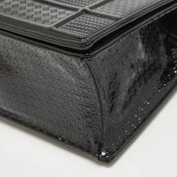 Pre Owned Dior Black Microcannage Patent Leather Medium Diorama Flap Shoulder Bag