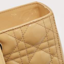 Pre Owned Dior Beige Cannage Patent Leather Large Lady Dior Tote
