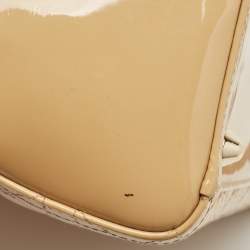 Pre Owned Dior Beige Cannage Patent Leather Large Lady Dior Tote