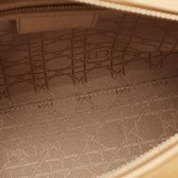 Pre Owned Dior Beige Cannage Patent Leather Large Lady Dior Tote