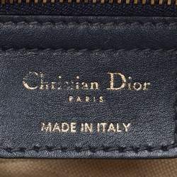 Pre Owned Dior Blue Oblique Canvas and Leather Saddle Bag