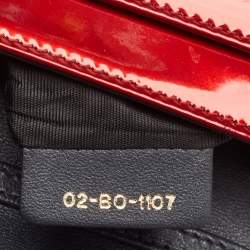 Pre Owned Dior Red Micro Cannage Patent Leather Diorama Wallet On Chain