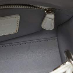 Pre Owned Dior White Microcannage Patent Leather Mini Chain Lady Dior Tote