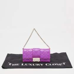 Pre Owned Dior Pink Cannage Leather Miss Dior Wallet on Chain
