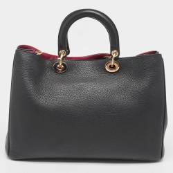Pre Owned Dior Black Leather Large Diorissimo Shopper Tote