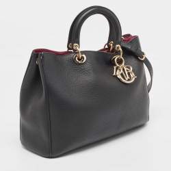 Pre Owned Dior Black Leather Large Diorissimo Shopper Tote
