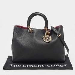 Pre Owned Dior Black Leather Large Diorissimo Shopper Tote