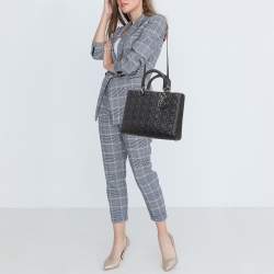 Dior Black Cannage Leather Large Lady Dior Tote