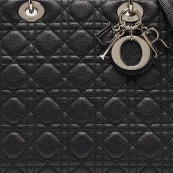 Dior Black Cannage Leather Large Lady Dior Tote