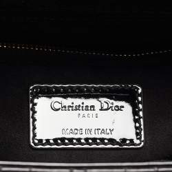 Pre Owned Dior Black Cannage Patent Leather Medium Lady Dior Tote
