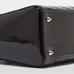 Pre Owned Dior Black Cannage Patent Leather Medium Lady Dior Tote