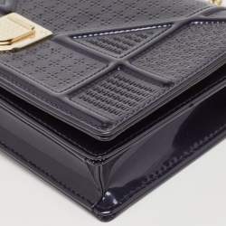 Dior Navy Blue Patent Leather Diorama Wallet on Chain