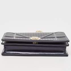 Dior Navy Blue Patent Leather Diorama Wallet on Chain