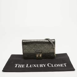 Pre Owned Dior Metallic Crackled Leather Miss Dior Promenade Chain Clutch