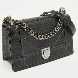 Pre Owned Dior Black Patent Leather Small Diorama Shoulder Bag