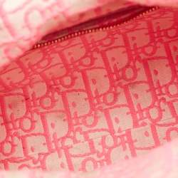 Pre Owned Dior Pink/Natural Wicker and Embroidered Canvas Medium Lady Dior Tote