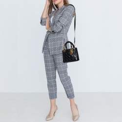 Pre Owned Dior Black Cannage Leather Small Supple Lady Dior Tote