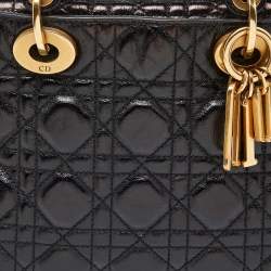 Pre Owned Dior Black Cannage Leather Small Supple Lady Dior Tote