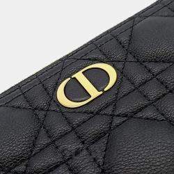Pre Owned Dior Black Cannage Leather Large Caro Clutch Bag