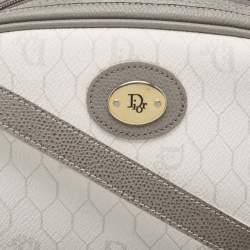 Pre Owned Dior White/Grey Honeycomb Coated Canvas Shoulder Bag