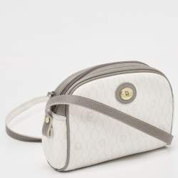 Pre Owned Dior White/Grey Honeycomb Coated Canvas Shoulder Bag