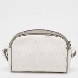 Pre Owned Dior White/Grey Honeycomb Coated Canvas Shoulder Bag