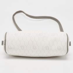 Pre Owned Dior White/Grey Honeycomb Coated Canvas Shoulder Bag