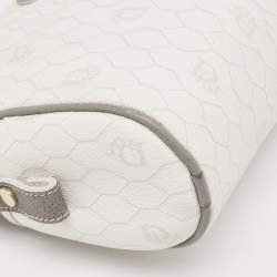 Pre Owned Dior White/Grey Honeycomb Coated Canvas Shoulder Bag