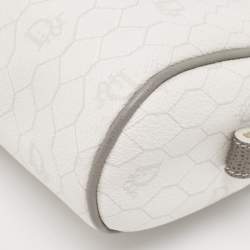 Pre Owned Dior White/Grey Honeycomb Coated Canvas Shoulder Bag