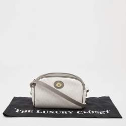 Pre Owned Dior White/Grey Honeycomb Coated Canvas Shoulder Bag