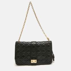 Pre Owned Dior Black Cannage Leather Large Miss Dior Shoulder Bag