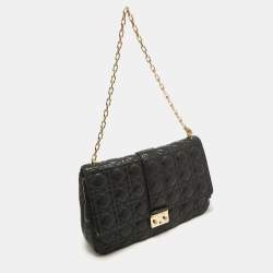 Pre Owned Dior Black Cannage Leather Large Miss Dior Shoulder Bag