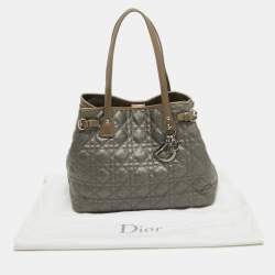 Dior Grey/Metallic Brown Coated Canvas and Leather Small Panarea Tote