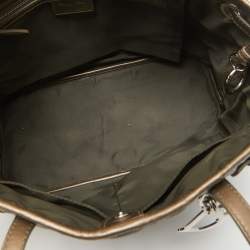 Pre Owned Dior Grey/Metallic Brown Coated Canvas and Leather Small Panarea Tote