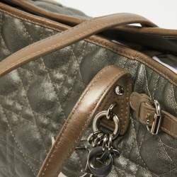 Pre Owned Dior Grey/Metallic Brown Coated Canvas and Leather Small Panarea Tote