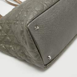 Pre Owned Dior Grey/Metallic Brown Coated Canvas and Leather Small Panarea Tote
