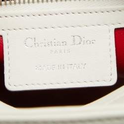 Dior White Leather Medium Sequin and Embroidered Lady Dior Tote