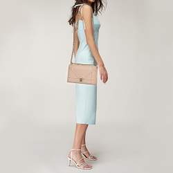 Pre Owned Dior Peach Leather Medium Diorama Flap Shoulder Bag