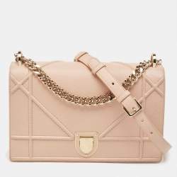 Pre Owned Dior Peach Leather Medium Diorama Flap Shoulder Bag