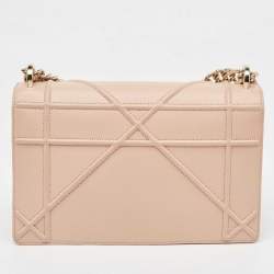 Pre Owned Dior Peach Leather Medium Diorama Flap Shoulder Bag