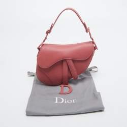 Pre Owned Dior Pink Leather Mini Saddle Bag