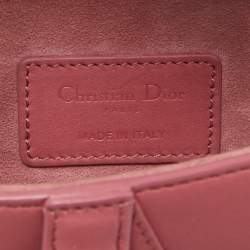 Pre Owned Dior Pink Leather Mini Saddle Bag