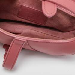 Pre Owned Dior Pink Leather Mini Saddle Bag